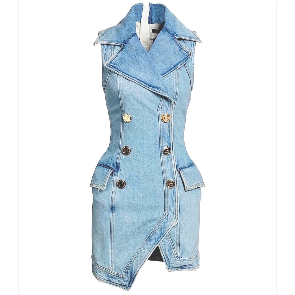 NWT Balmain Denim Wrap Mini Dress